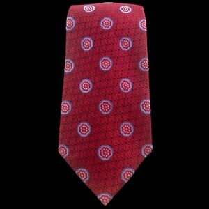 NWT Tasso Elba 100% Silk Jacquard Medallion Tie Burgundy Royal Blue Wine